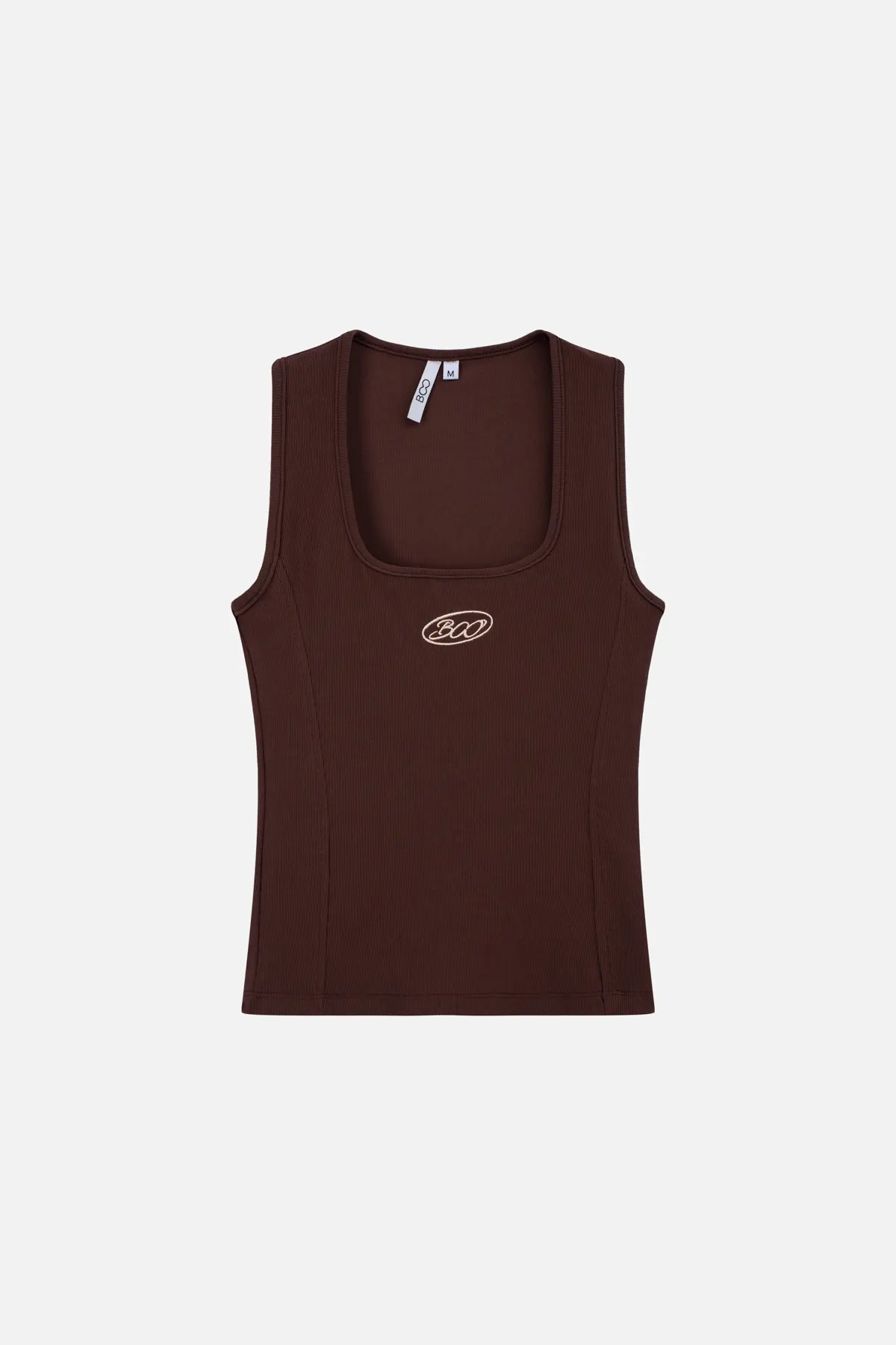 Áo ba lỗ fitted nữ rib thêu logo BOO ESS
