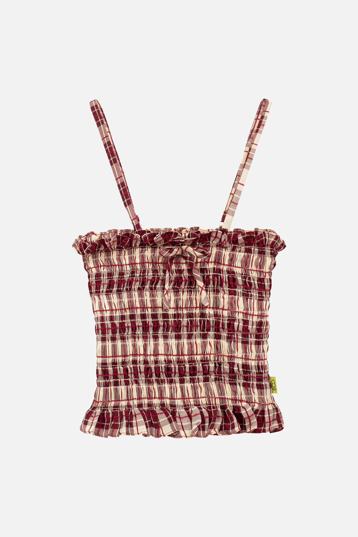 Áo 2 dây smocking kẻ BOO LAAB