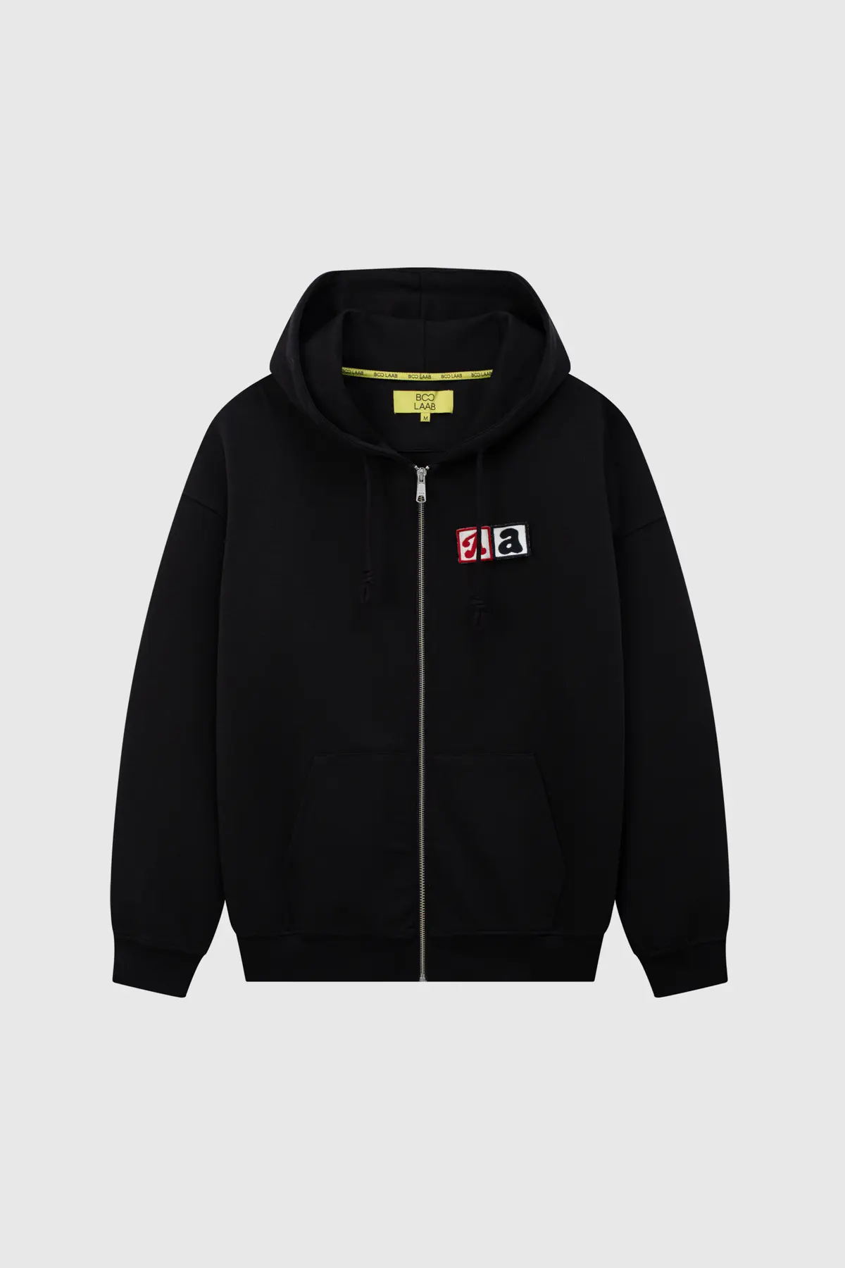 Áo khoác nỉ khóa oversized đính patch thêu AA BOOLAAB INF12