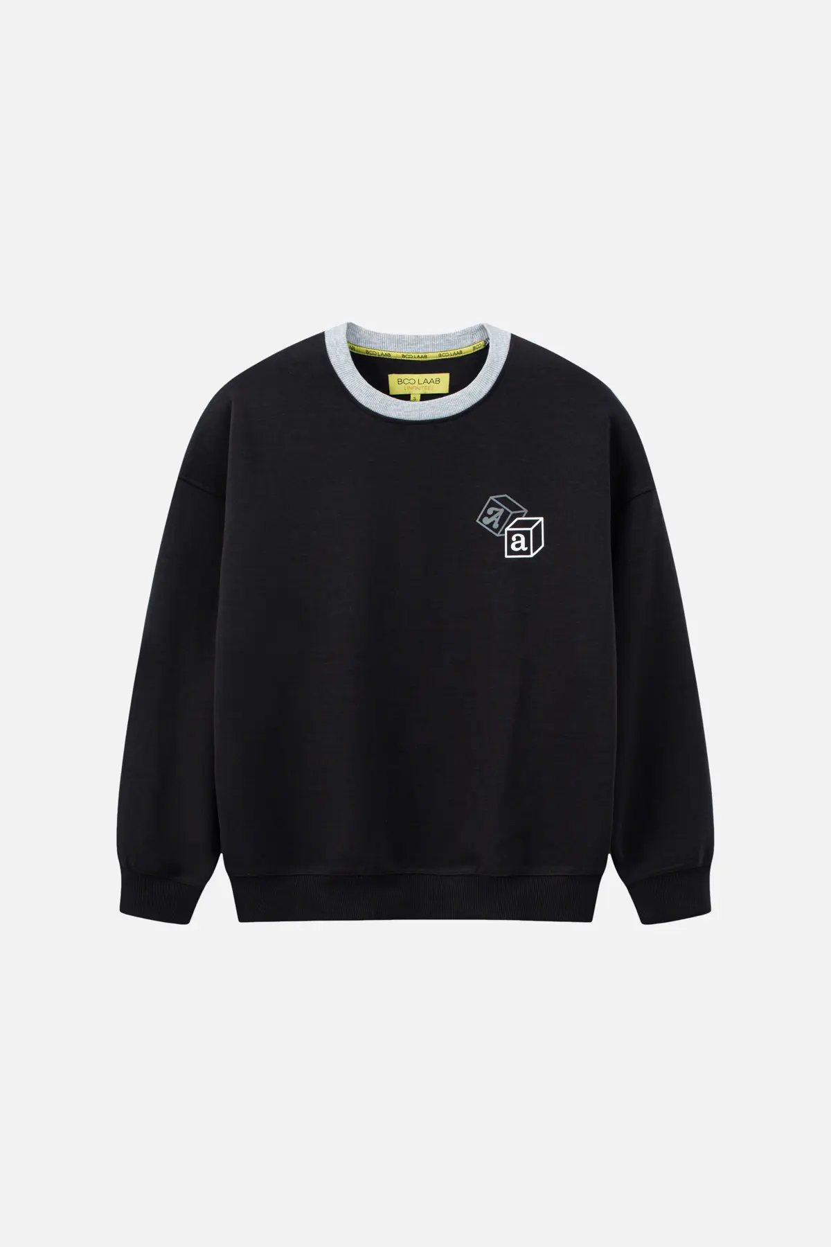 Áo nỉ không mũ over fit cổ đáp V in logo BOOLAAB INF12